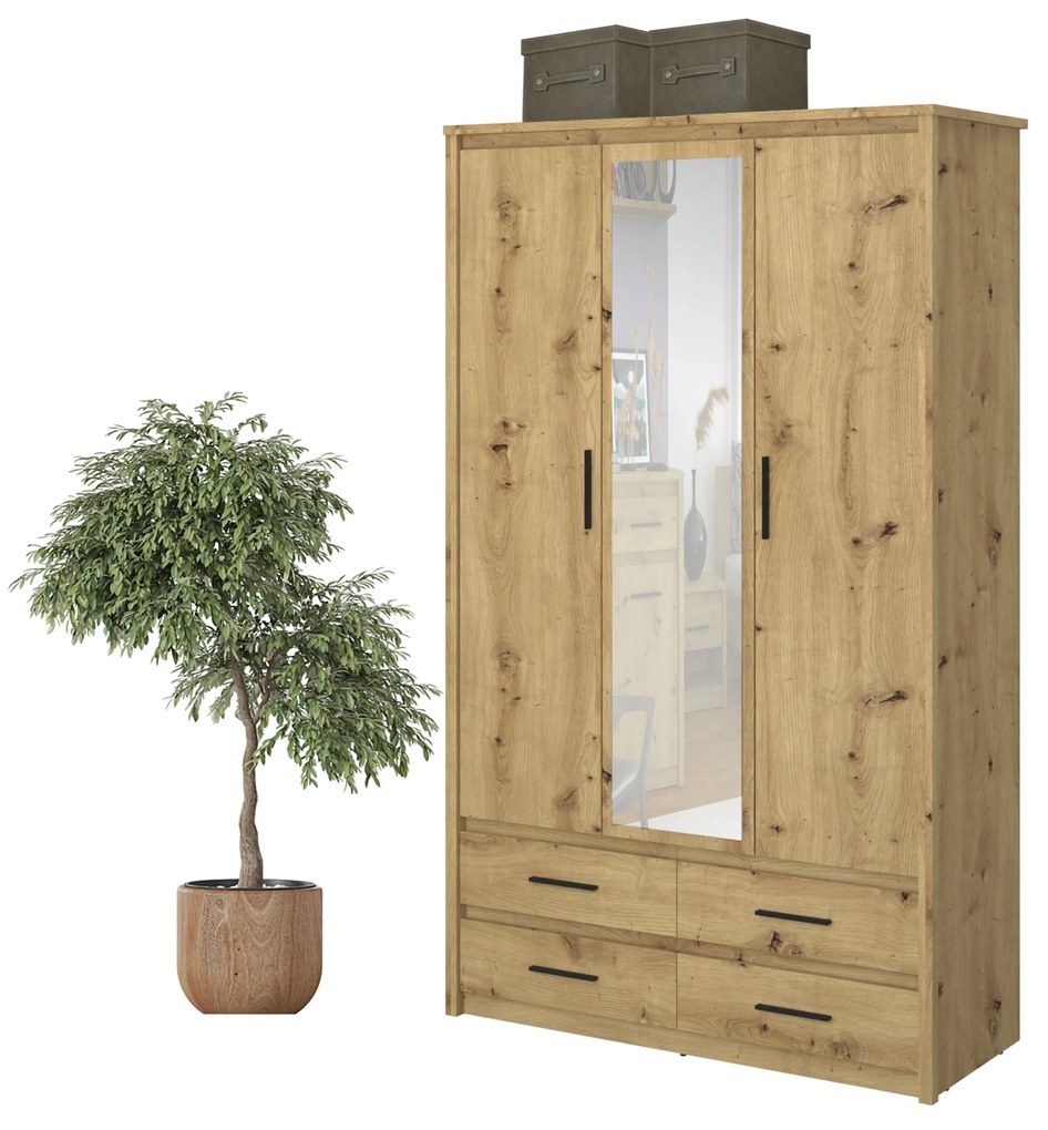 Ruhásszekrény Andra 3D4S (artisan tölgy). 1052751
