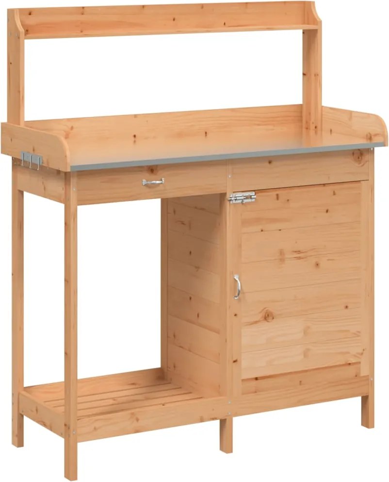 vidaXL barna tömör fenyőfa ültetőasztal szekrénnyel 110,5x45x124,5 cm