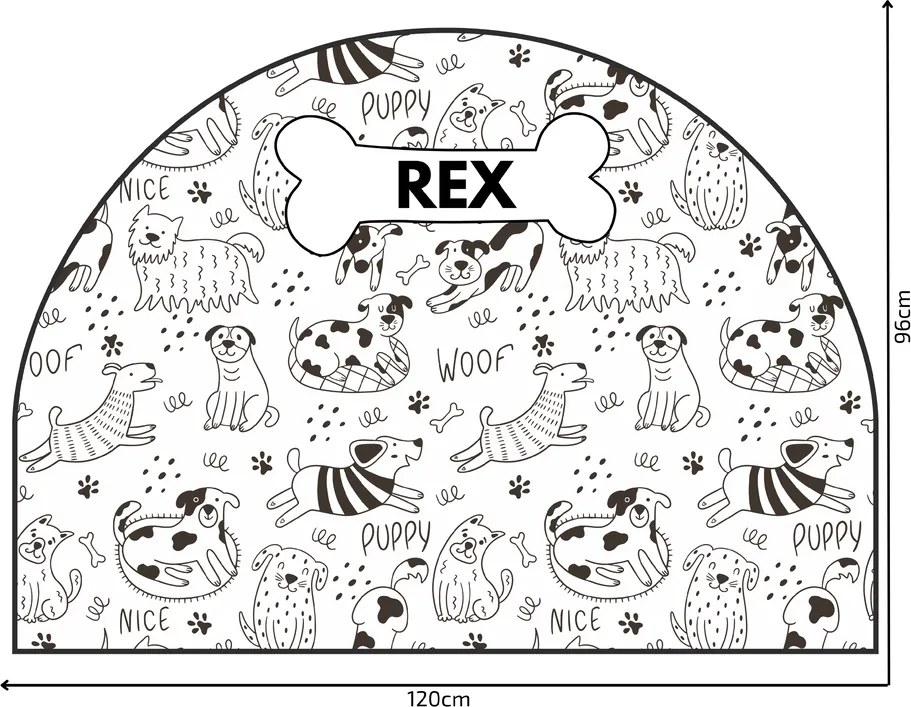 PIPPER. Védő textil falmatrica – Ív – Vidám kutyák Méret: 83x60cm, Indíték: név nélkül