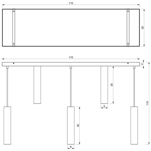 Csillár zsinóron RAITO 8xGU10/8W/230V fekete