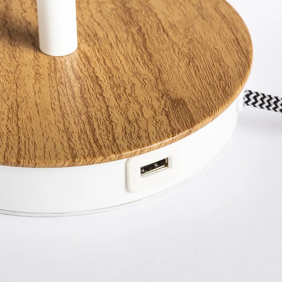 RENDL KEITH/ALVIS 24 stolní s USB bílá buk 230V LED E27 11W
