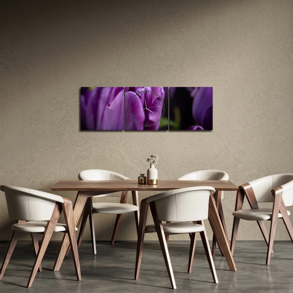 Tulipán vírág képe (órával) (90x30 cm)
