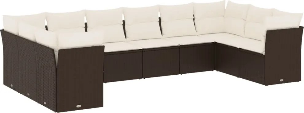 vidaXL 10 részes barna polyrattan kerti ülőgarnitúra párnákkal