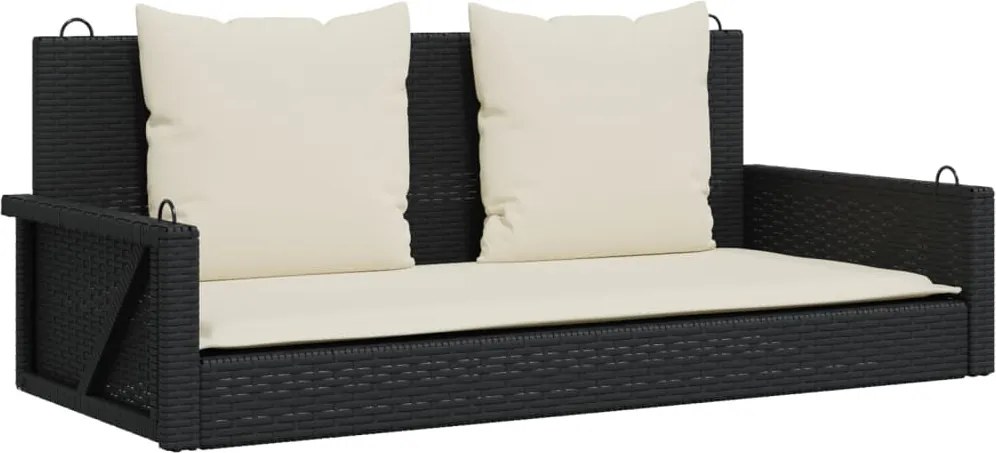 vidaXL fekete polyrattan hintapad párnákkal 119 x 56 x 48 cm