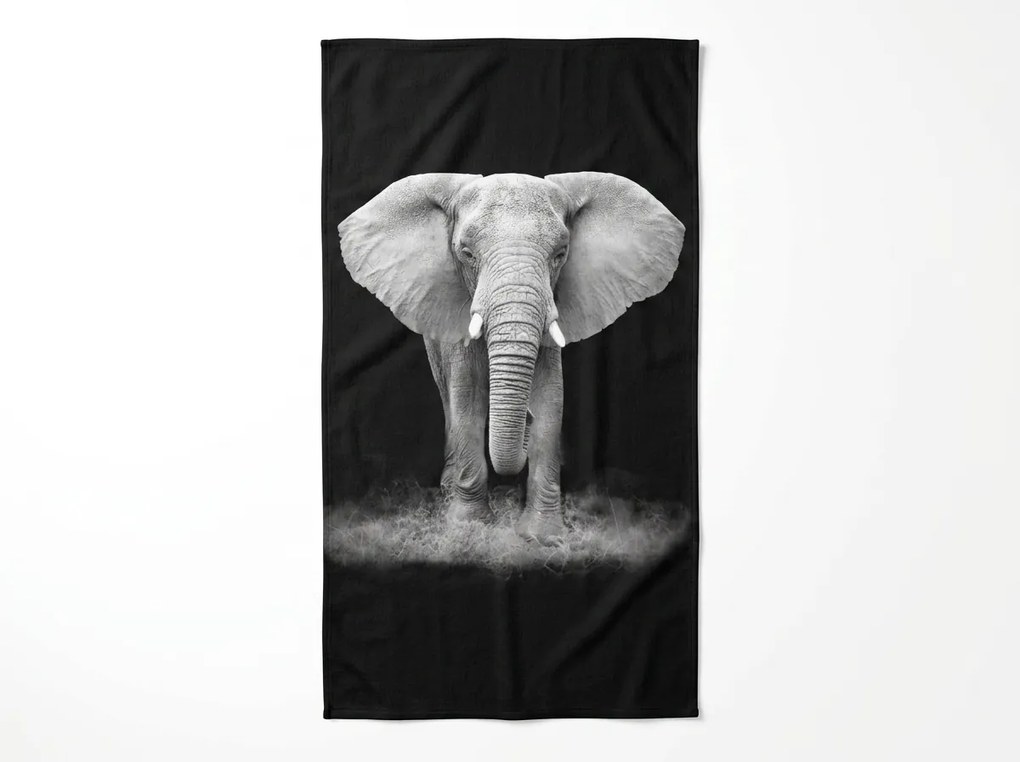 Gyorsan száradó XXL strand Fürdőlepedő ELEPHOS fekete-szürke 150 x 210 cm, 100% mikroszál