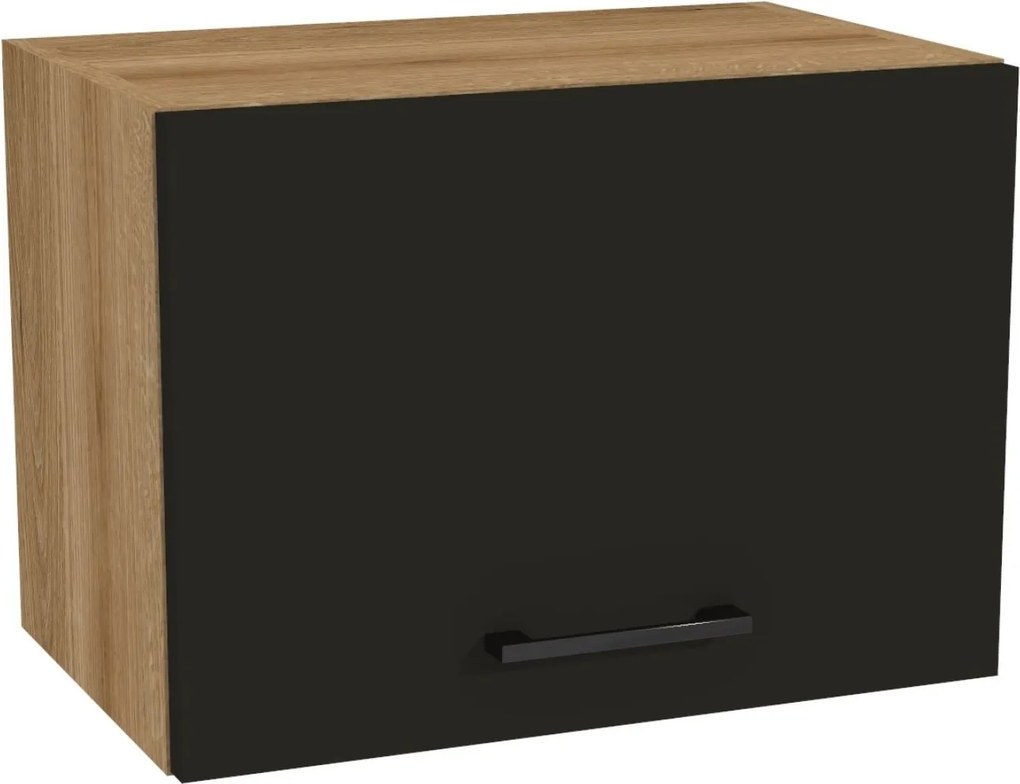 Konyhaszekrény felső páraelszívó 60/36 Capri korpusz tölgy Evoke front fekete matt