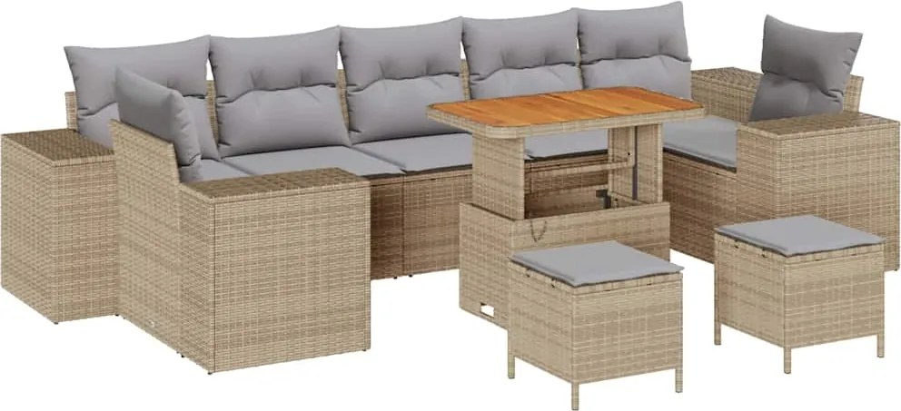 vidaXL Kerti Kanapé Szett párnával 10 pcs Beige és Világosszürke