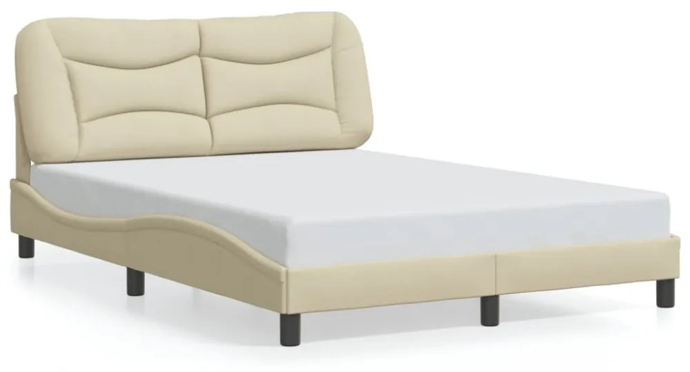 krémszínű szövet ágykeret LED-ekkel matrac nélkül Hvar 140 x 190 cm