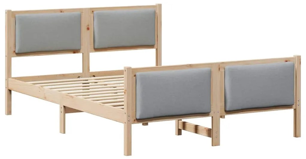 Ágykeret fejtámlával Világosszürke 150 x 200 cm szövet