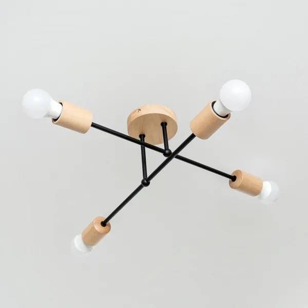 Felületre szerelt mennyezeti csillár CAMBRIDGE 4xE27/15W/230V fenyő