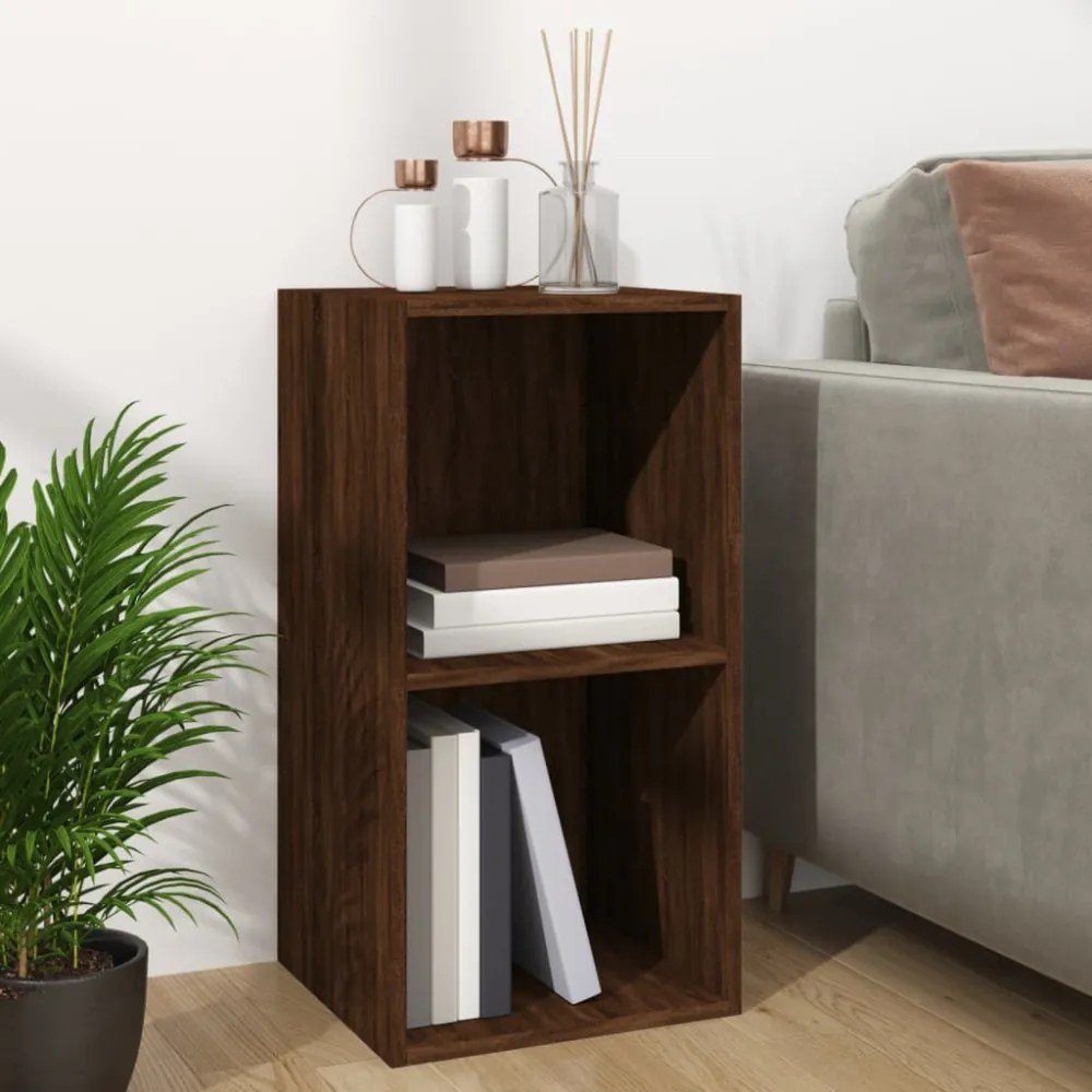 barna tölgyszínű szerelt fa lemeztároló doboz 71 x 34 x 36 cm