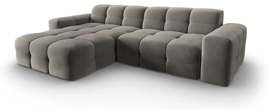 Szürke bársony sarokkanapé (bal oldali) Kendal – Micadoni Home