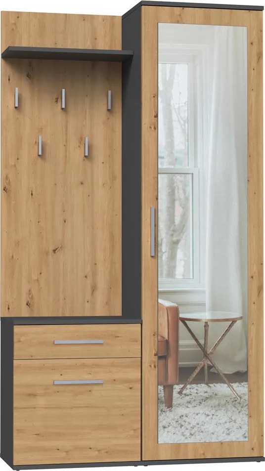 Duo előszobafal, antracit, tölgy