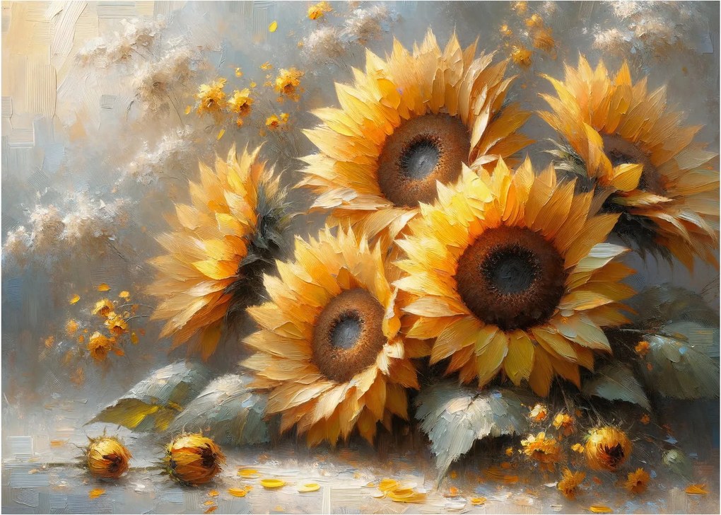 Kép - Napraforgók festménye (70x50 cm)