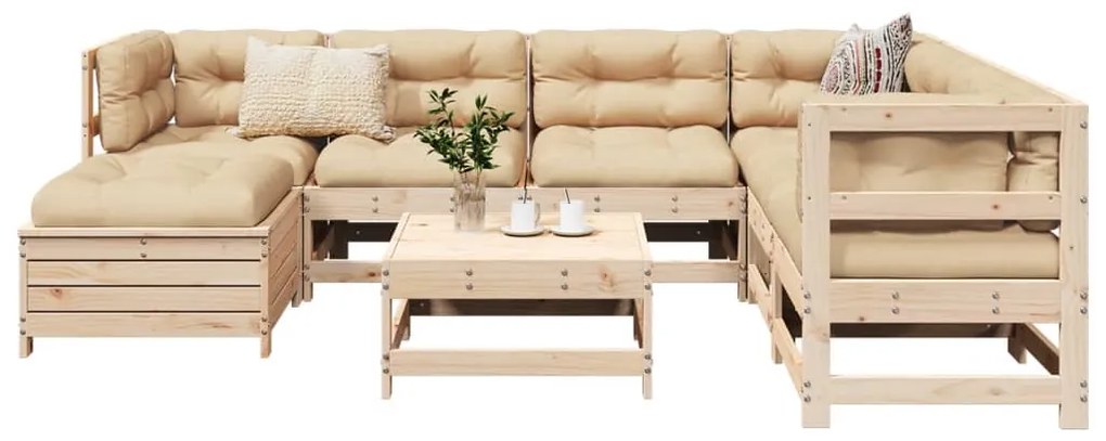 vidaXL 8 részes tömör fenyőfa kerti kanapészett