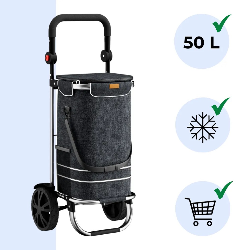 Jurhan EASY bevásárlótáska kerekekkel, 50l, fekete