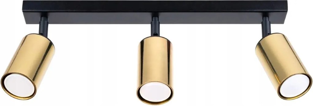 Mennyezeti lámpa fekete-arany 3 spotlámpa állítható díszléc 45 cm Sollux