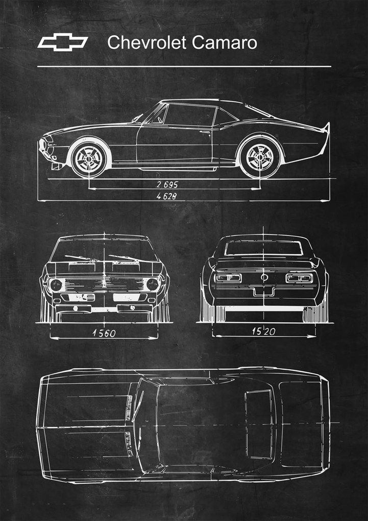 Poszter Chevrolet Camaro Retro Patent Séma