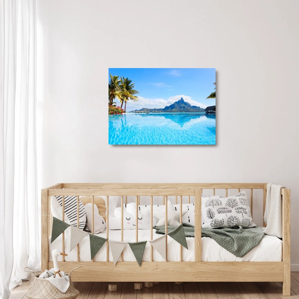 Üveg kép - Pálmafák és strandok (70x50 cm)