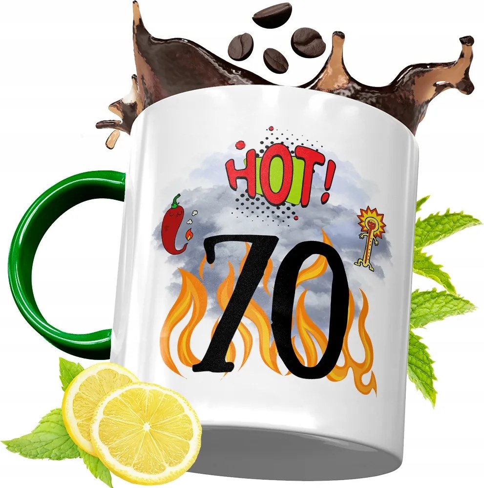 Zöld Bögre 70 70-ES 70-ES Születésnapra Ajándék fényképes nyomattal