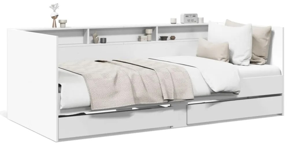 fehér kanapéágy fiókkal matrac nélkül 100x200 cm