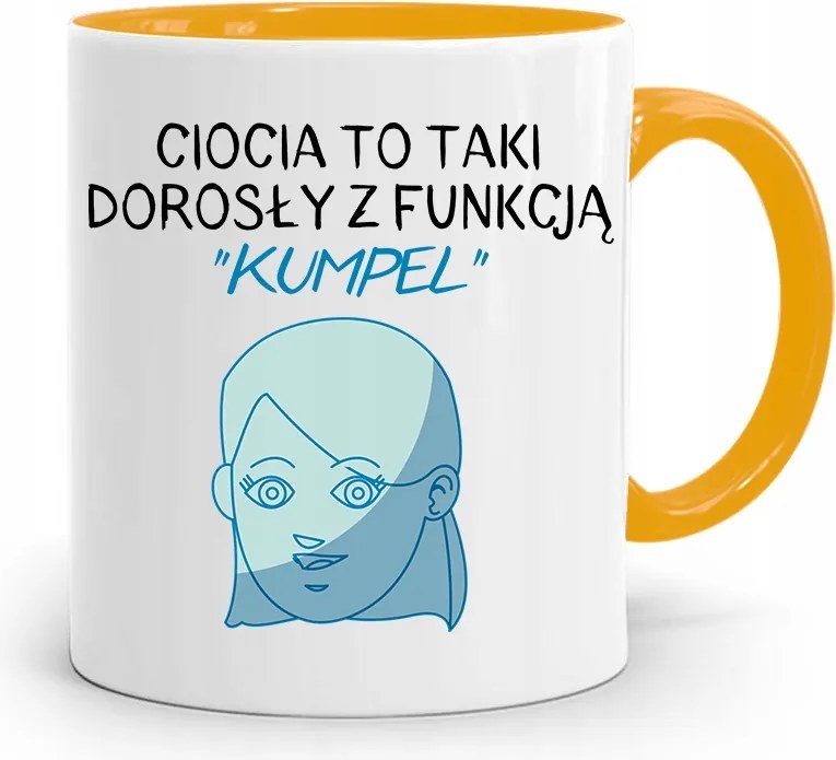 Sárga Bögre Ajándék Néniknek, Barát Funkcióval, fényképes nyomtatással