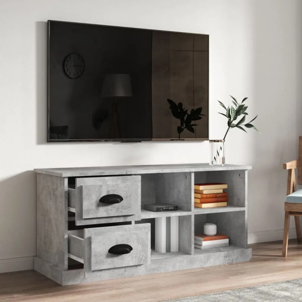 betonszürke szerelt fa TV-szekrény 102 x 35,5 x47,5 cm