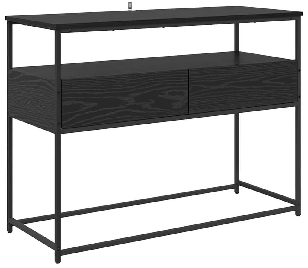 vidaXL Konzolasztal fiókkal Fekete tölgy 100 x 40 x 75 cm Faanyag