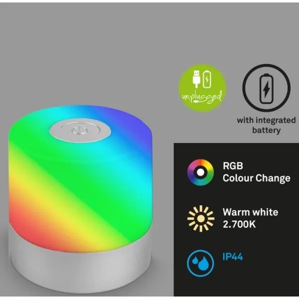 Briloner 7462014 - LED RGB Újratölthető asztali lámpa LED/1,5W/5V IP44 króm