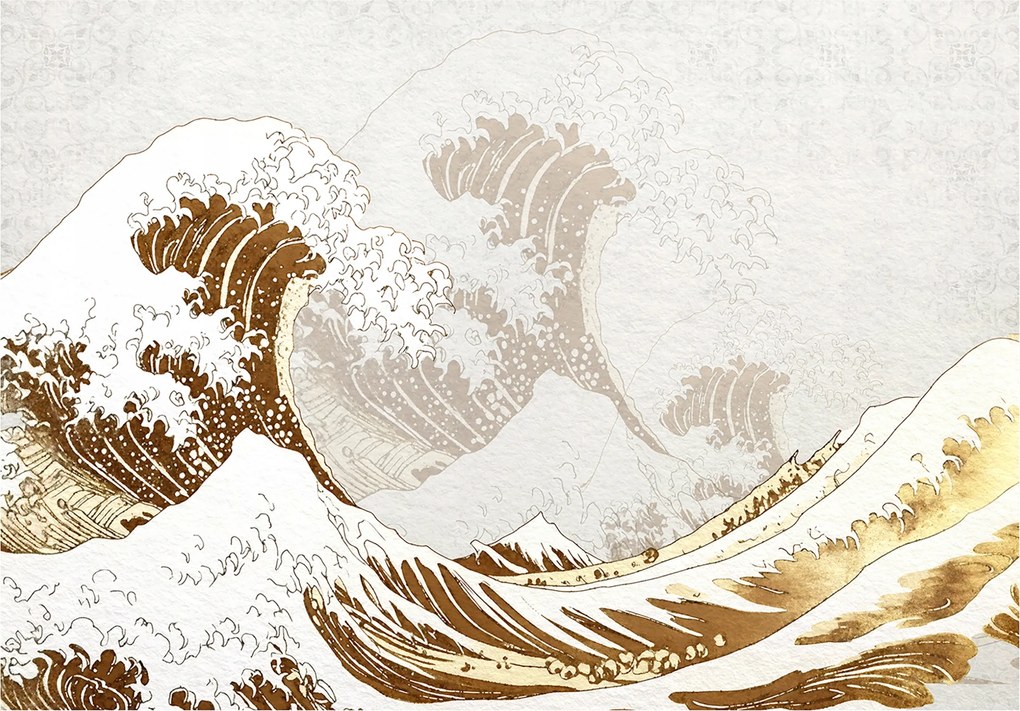 Fotótapéta Arany hullámok Ukiyo-e Japán Harmónia Stílus 416x254 +ragasztó