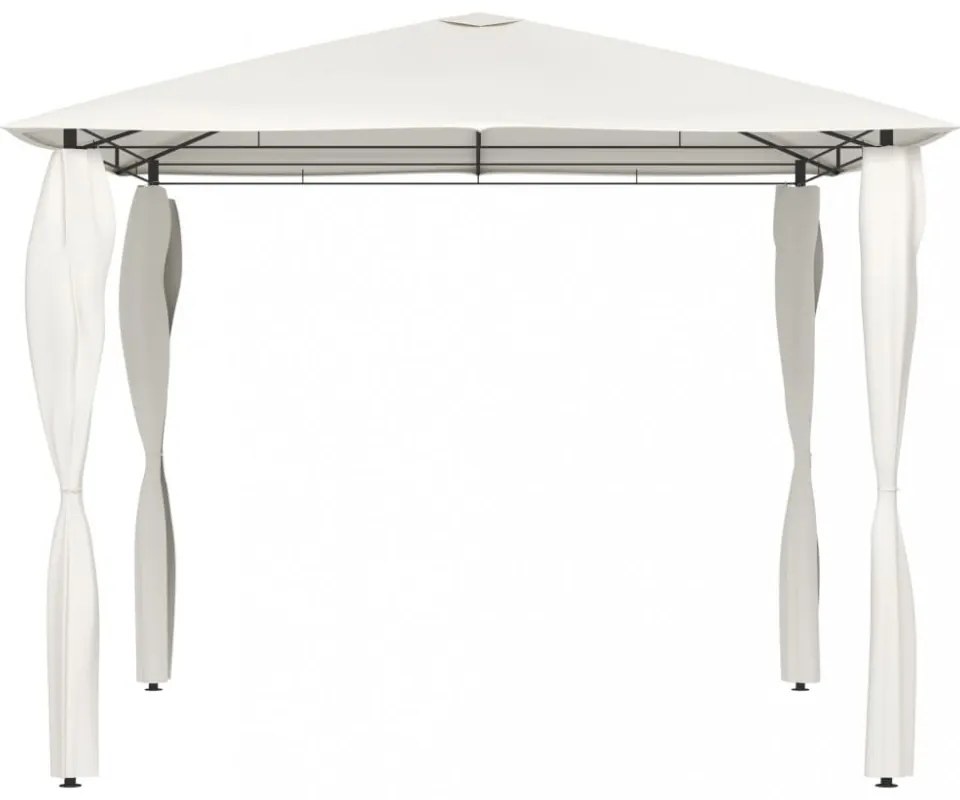 krémszínű pavilon oszlop takarókkal 3 x 3 x 2,6 m 160 g/m²