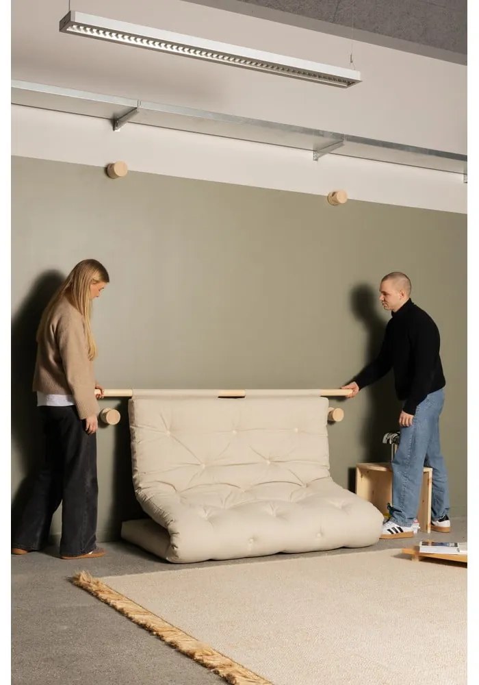 Világosbarna kordbársony kinyitható kanapé 135 cm Hooked – Karup Design