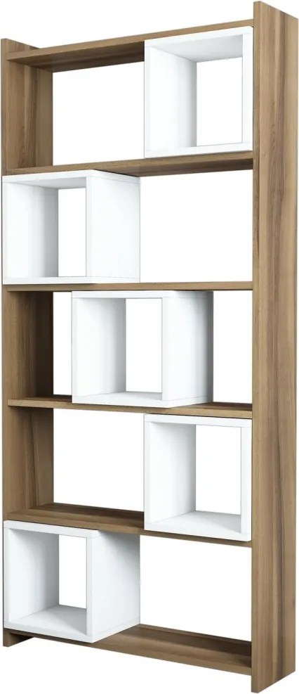 Box könyvespolc, dió-fehér, 80 cm