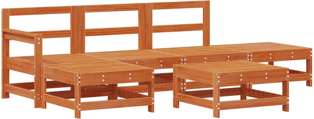 vidaXL Kerti lounge szett 6 pcs Viaszbarna Tömör fenyő