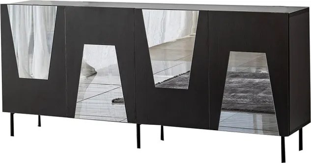Venice komód, fekete-füstszürke, 180 cm