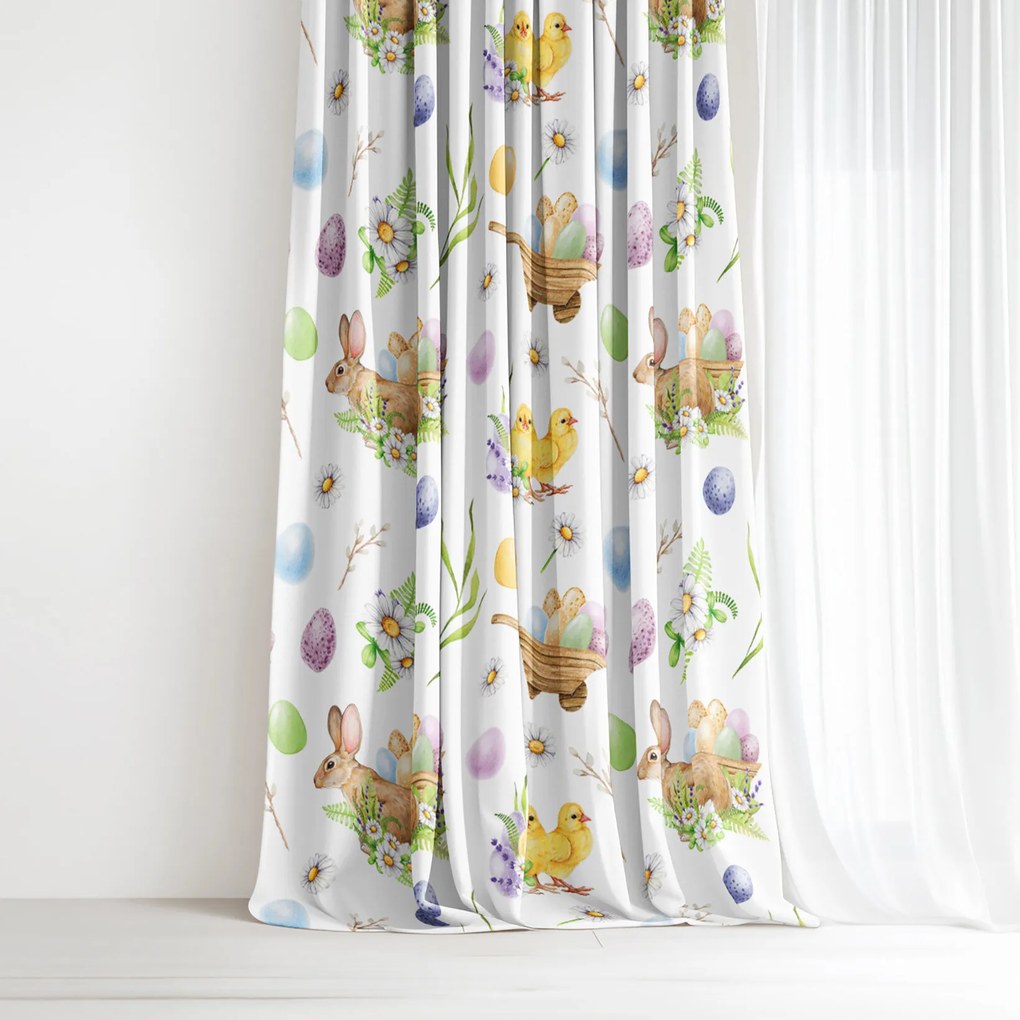 Goldea húsvéti dekor függöny - húsvéti szimbólumok 220x150 cm