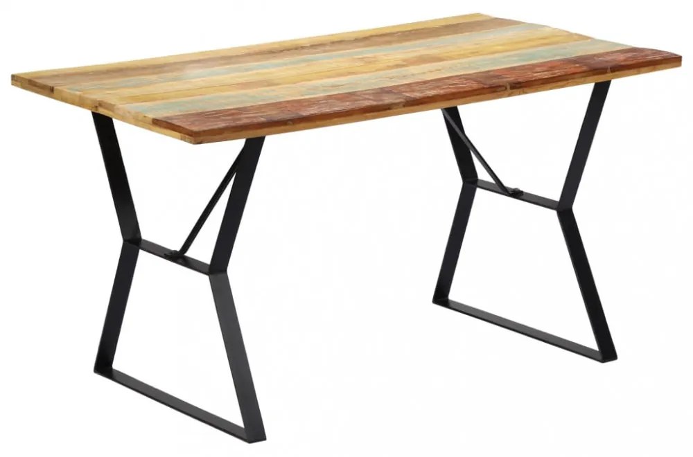 tömör újrahasznosított fa étkezőasztal 140 x 80 x 76 cm