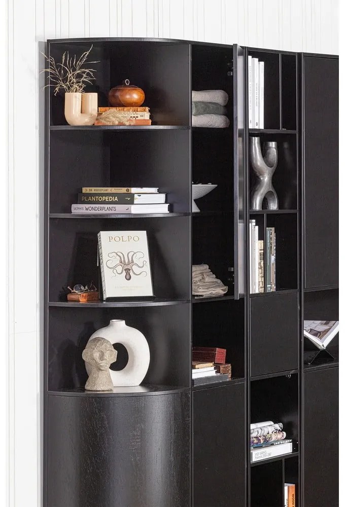 Fekete borovi fenyő moduláris könyvespolc 276x210 cm Finca – WOOOD