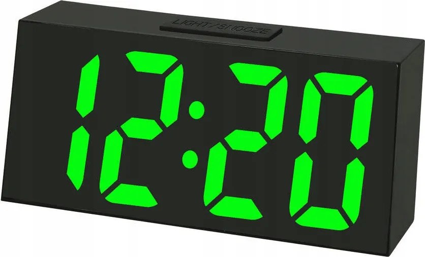 Zöld Jól Olvasható Led Ébresztőóra Jvd Hőmérővel SB3628.1 Három Riasztás