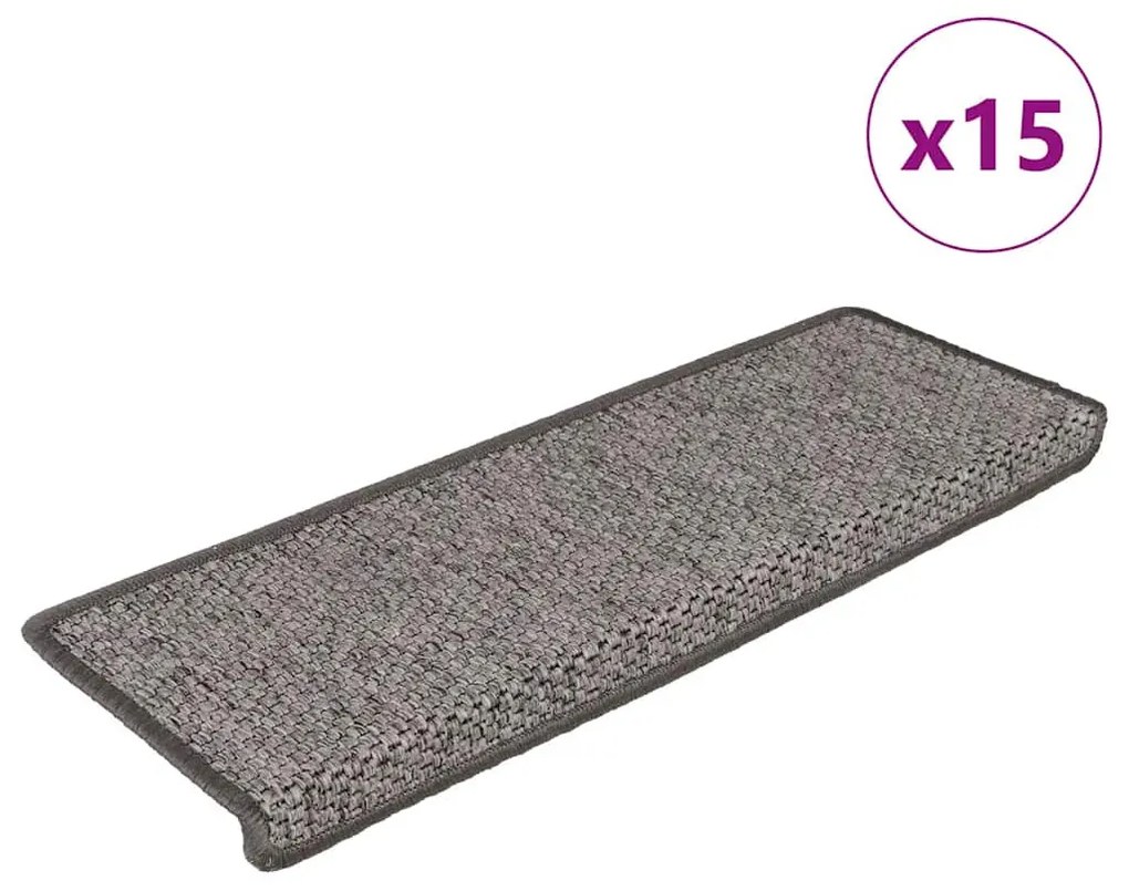 15 db szizál hatású szürke-bézs lépcsőszőnyeg 65x21x4 cm