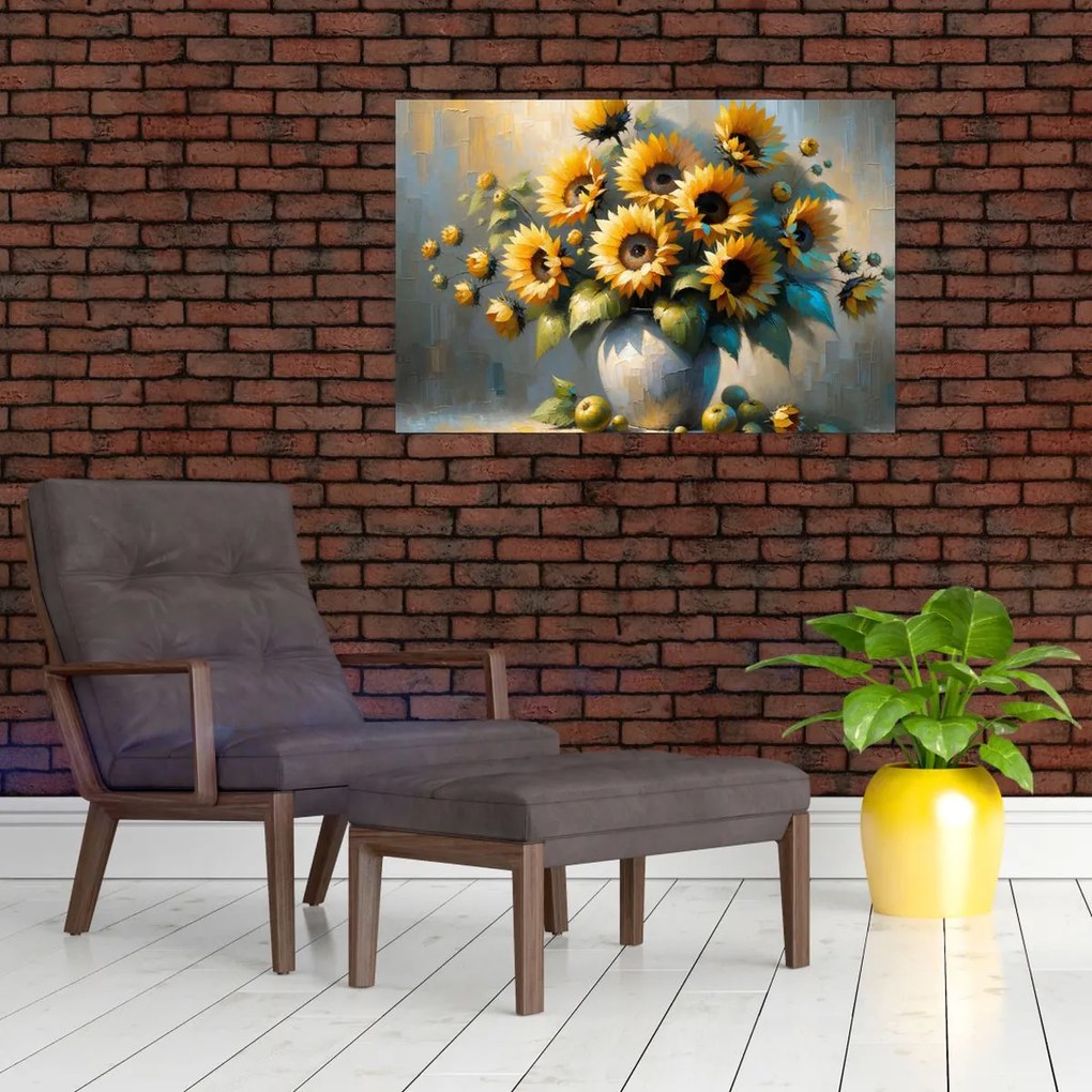 Kép – Napraforgós váza (90x60 cm)