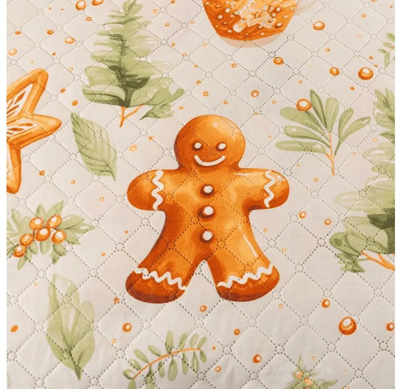 Ágytakaró WINTER GINGERMAN mintával, fehér Méret: 170 x 210 cm
