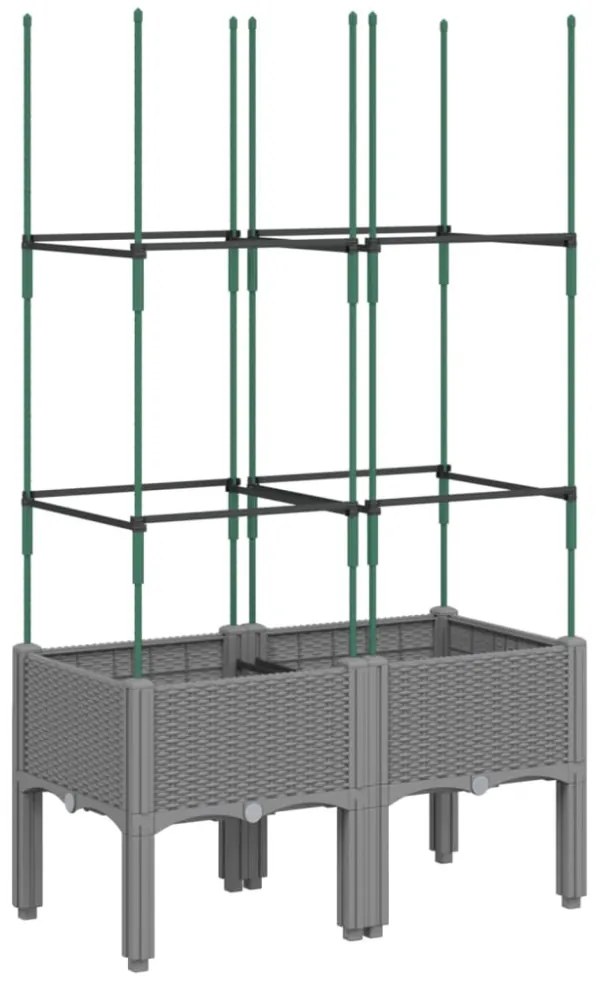világosszürke PP rácsos kerti ültetőláda 80 x 40 x 142,5 cm