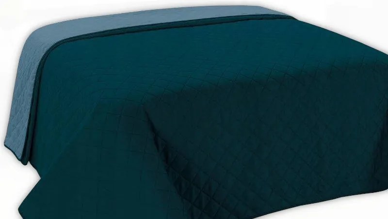 Dekoratív ágytakaró Vigo II 220x240 sötét türkiz kék négyzetek