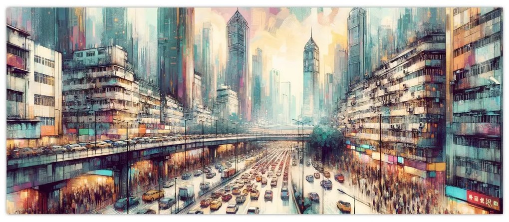 Kép - Városi élet (120x50 cm)