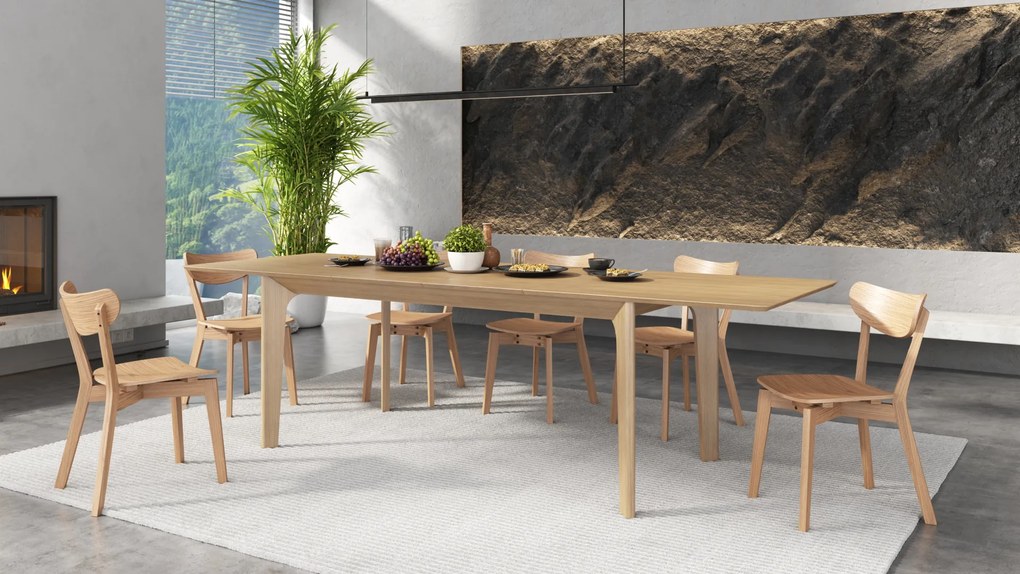 Mazzoni BARI Természetes Tölgy 180x90 cm (+2 db 45 cm-es bővítőlap) - 270 CM-IG BŐVÍTHETŐ JAPÁN/SKANDINÁV STÍLUSÚ FA ASZTAL