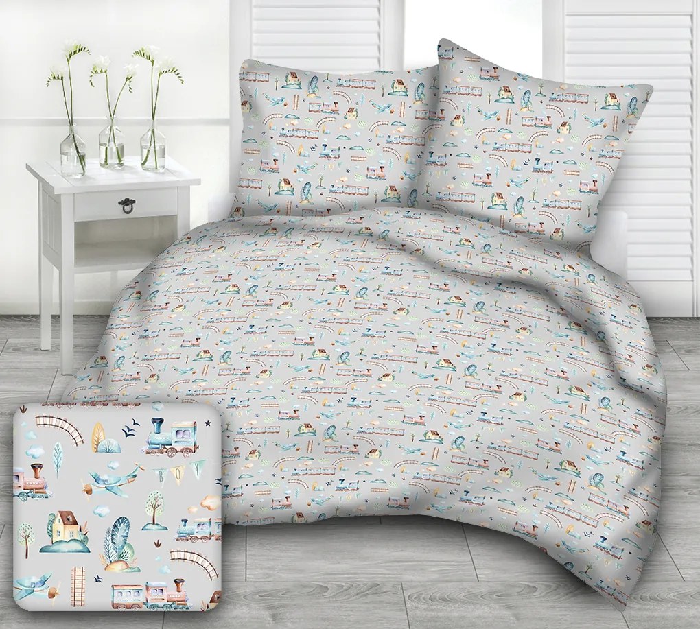 WAVE GREY gyermek pamut ágynemű Ágynemű mérete: 90x135 cm, A csomag tartalma: Készletcsomagolás