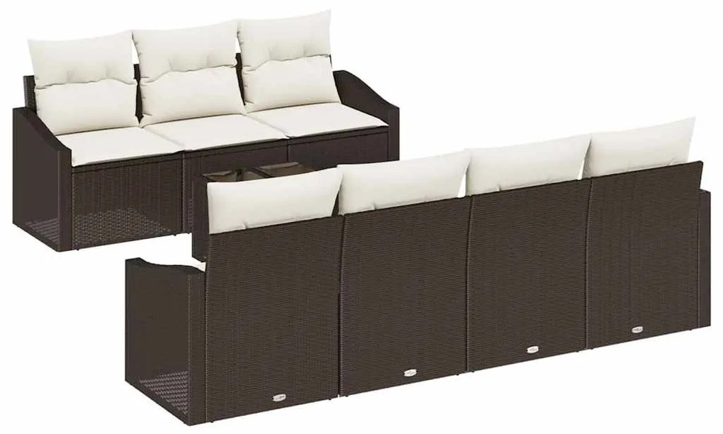 Kerti Kanapé Szett párnával 8 pcs Barna és Krém 55 x 55 x 37 cm