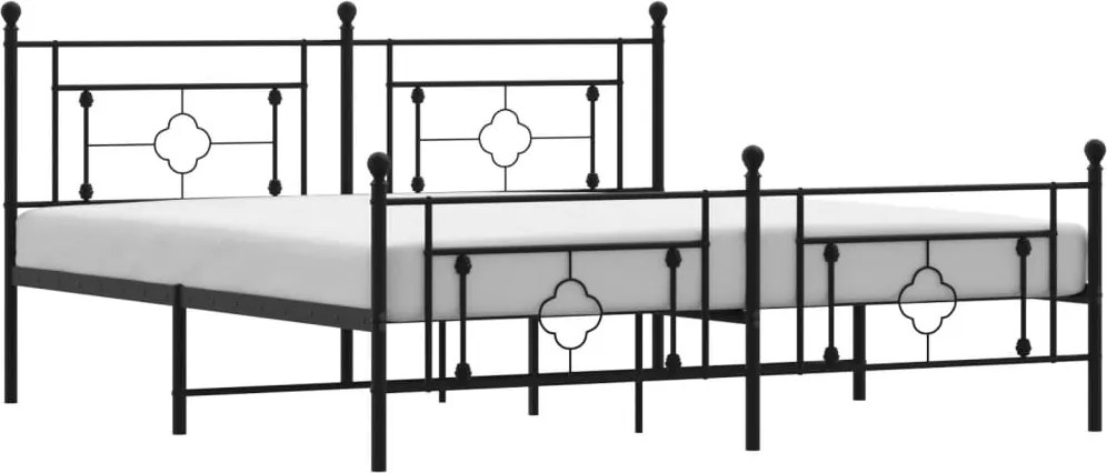 vidaXL fekete fém ágykeret fej- és lábtámlával 183 x 213 cm