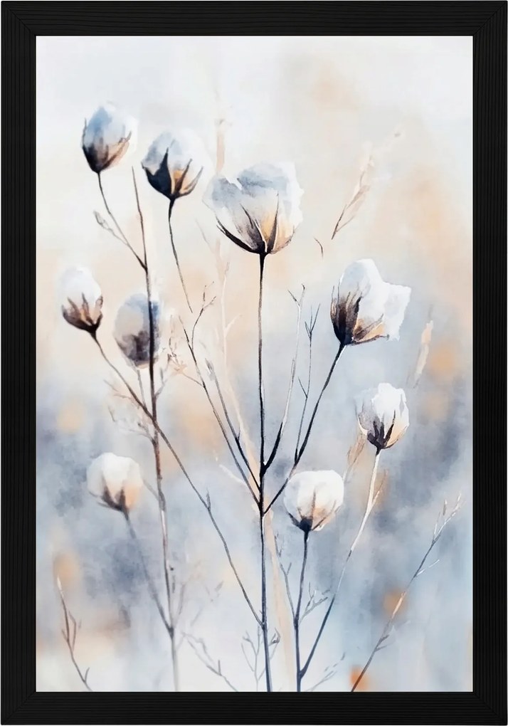 Poszter Keret Fa Akvarell Természet Rét Virágok Pamut Boho 40x60